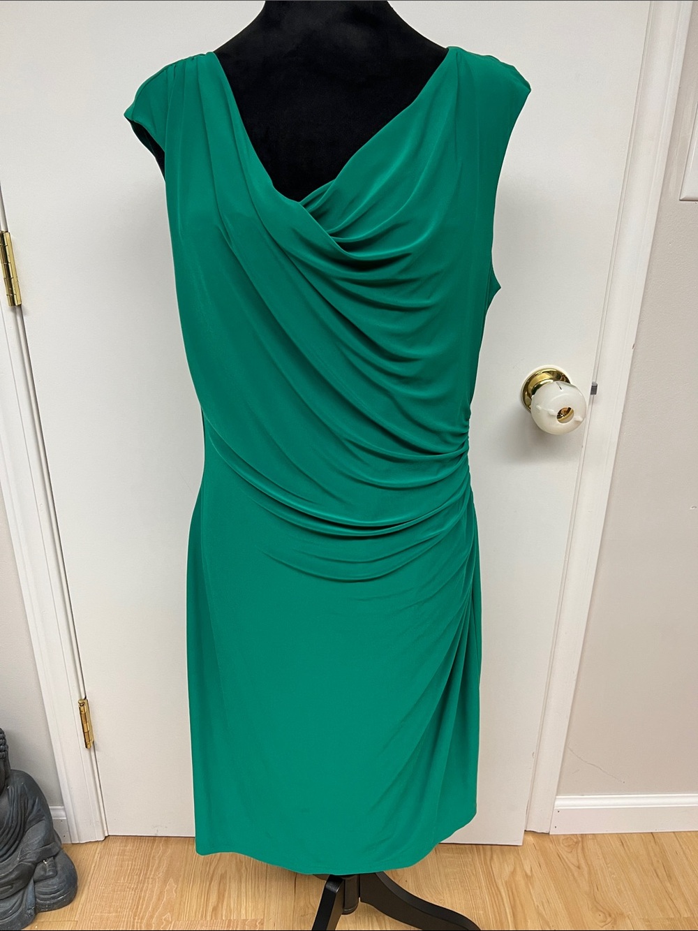 Lauren Ralph Lauren Emerald Green Draped Midi Dress